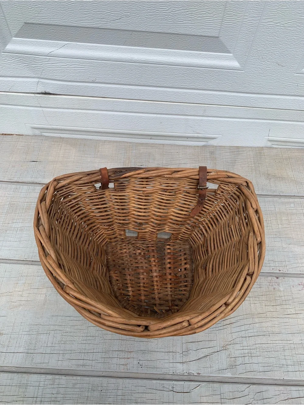 Vintage Wicker Bicycle Basket Front Handlebar Cargo Rattan Willow Boho